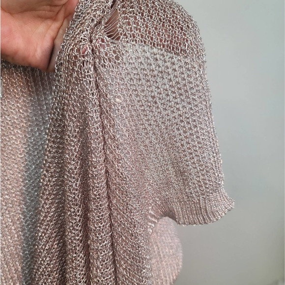 Codigo Mesh Distressed Metallic VNeck Sleeveless Open Front Dress - Picture 12 of 16